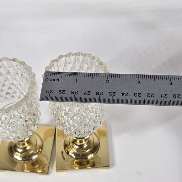 Vintage Quilted Diamond Partylite Votive Candle Holder Glass Sconce PAIR MCM - Picture 11 of 17